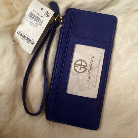♦️ NWT GIANI BERNINI Card Case Wallet cobalt blue NEW credit card wristlet - Picture 2 of 7